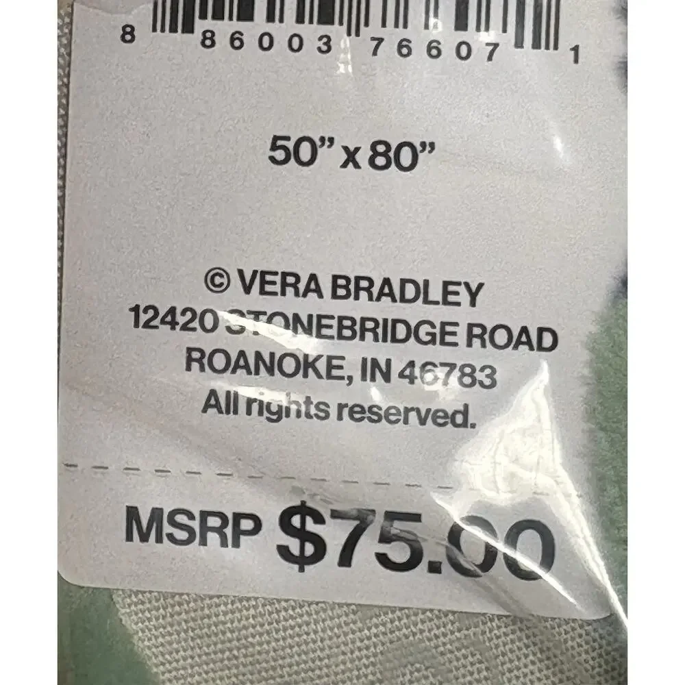 Vera Bradley Wicked Throw Blanket Green Wickedly Beautiful 50X80